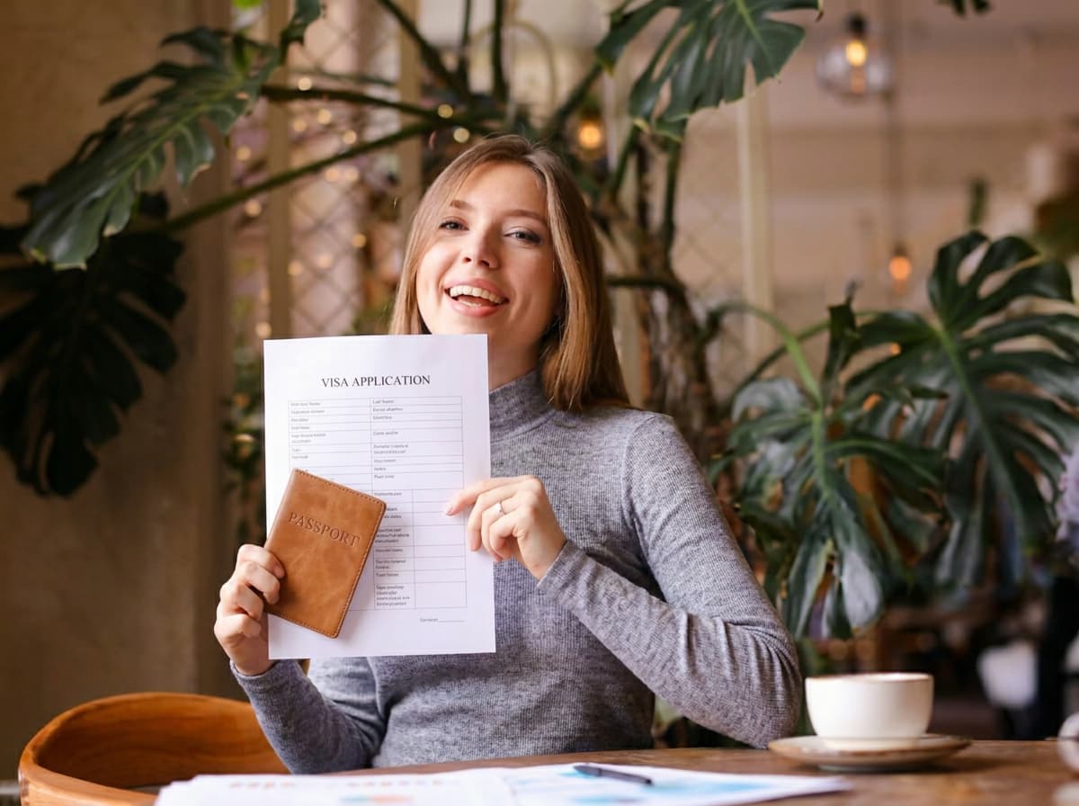 Student preparing a study visa application.