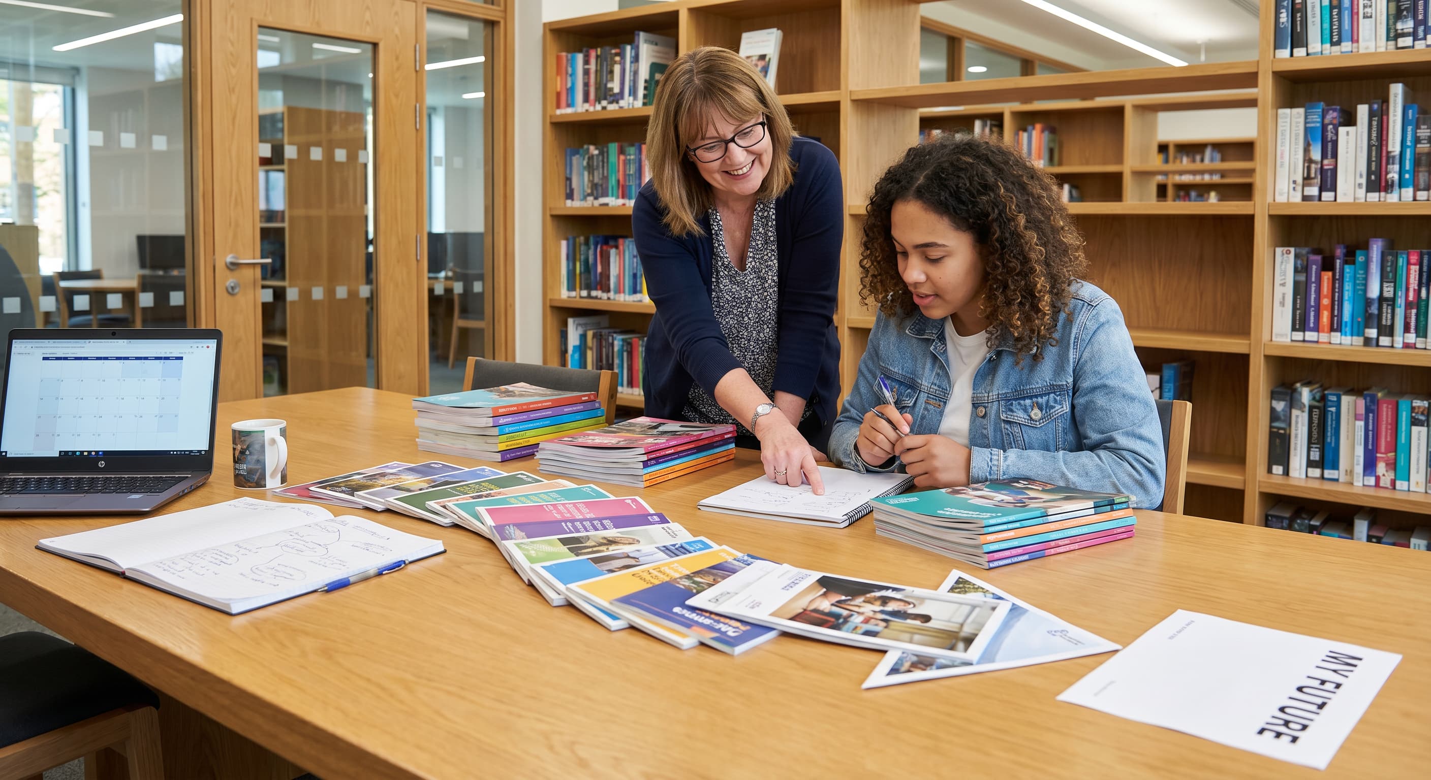 A student mapping out study abroad timelines and documents at home.